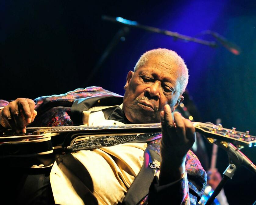 Close-up of B.B. King playing the guitar at Ghent Jazz Festival.