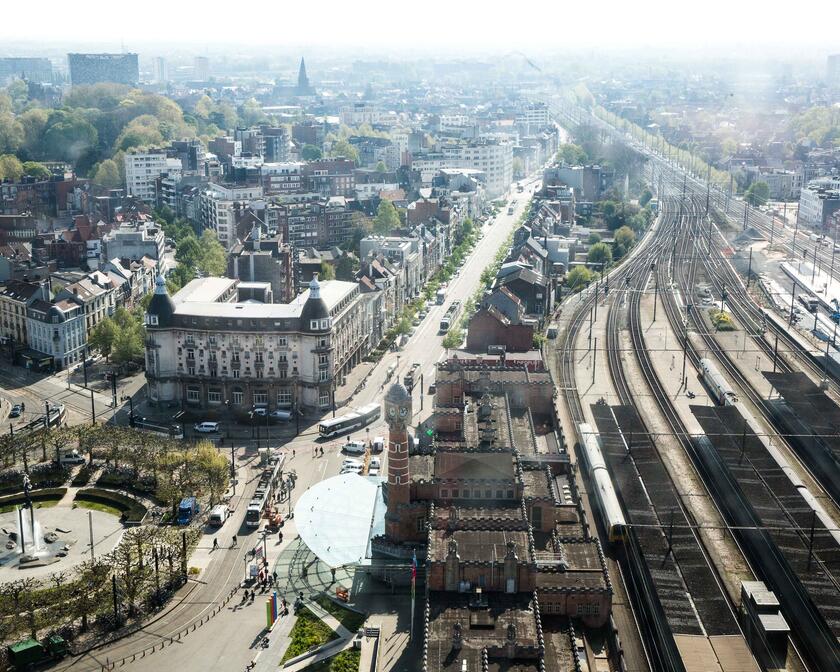 Der Bahnhof von Gent-Sint-Pieters aus der Vogelperspektive