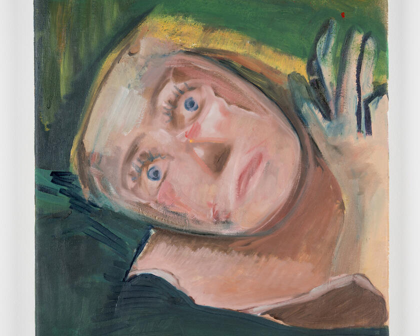 Schilderij van Tatjana Gerhard dat de emotie van angst weergeeft op het gelaat van een vrouw