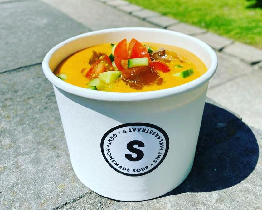 Bowl of soup with toppings