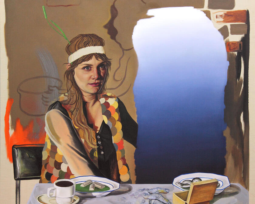KATI HECK: Zum Teufel, Positionen!, 2012; oil on canvas
