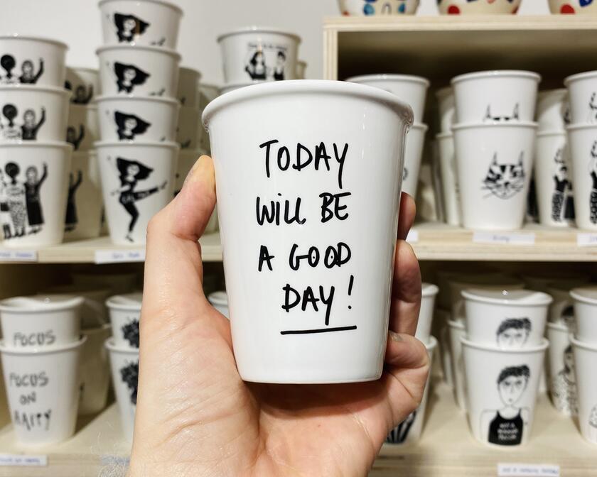 keramieken beker met het opschrift 'Today will be a good day'