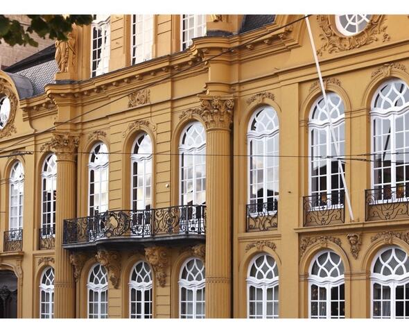 Impressive facade of the building at the Kouter in Ghent