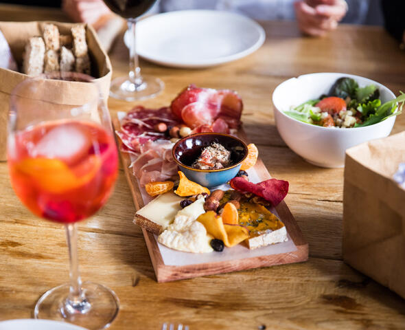 food and drinks on the table
