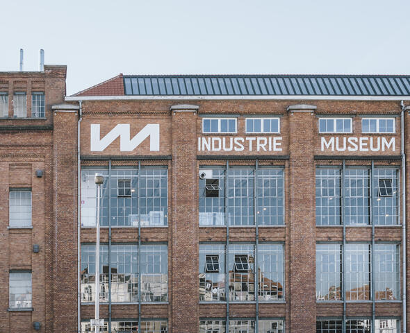 View of the facade of the Museum of Industry.