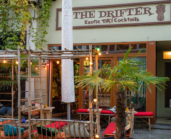 Terrace at cocktail bar The Drifter