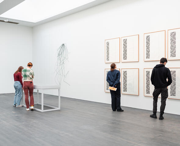 People looking at art 