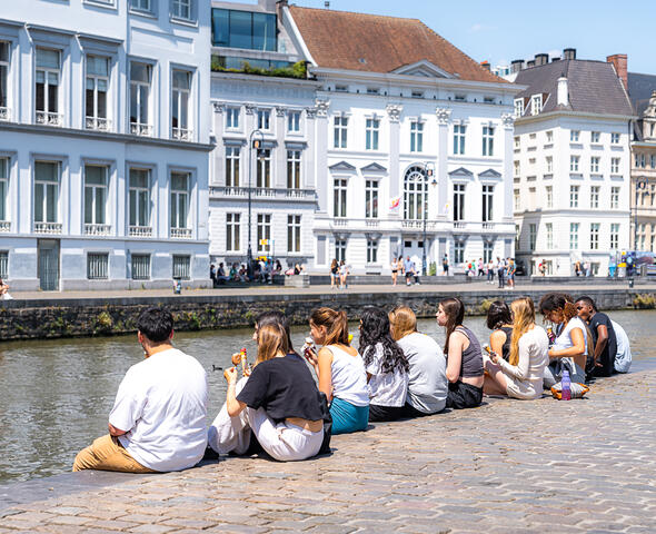 People by the water eating ice cream