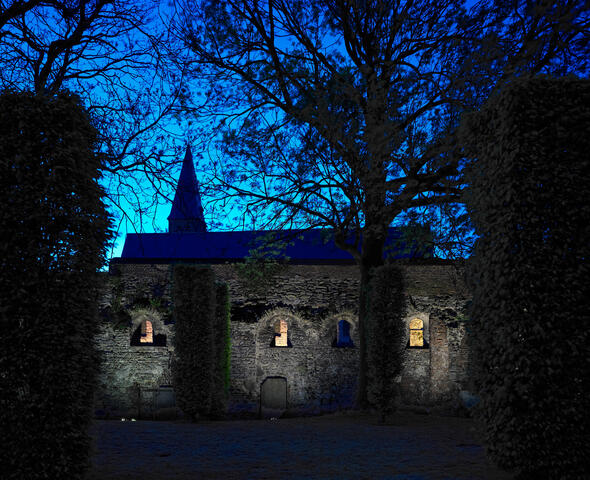 Verlichte Sint-Baafsabdij in Gent