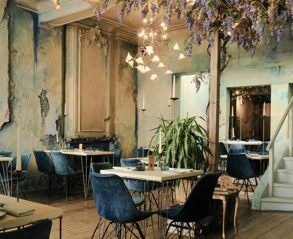 Tables in a restaurant