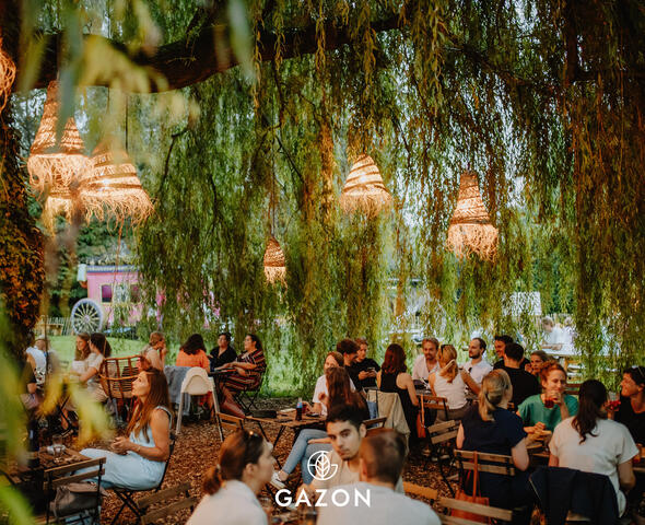 Cosy dining under the weeping willow