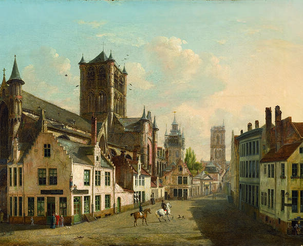 View of the three towers of Ghent
