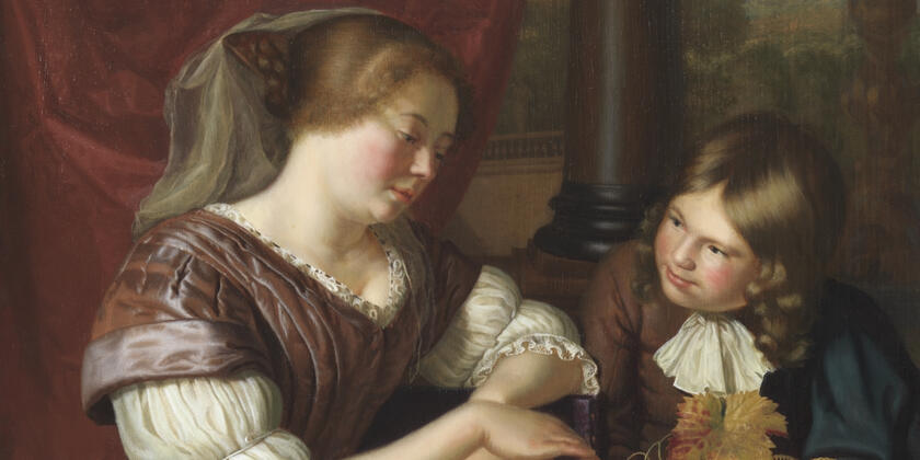 Maria Schalken, Boy offering grapes to a woman, ca. 1675-85, New York, The Leiden Collection