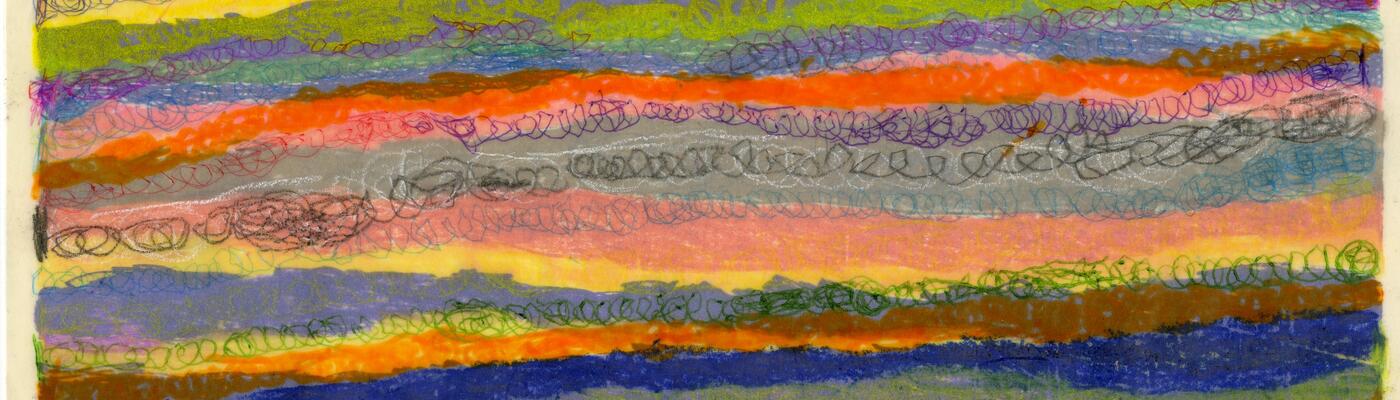 Joseph Lambert, zonder titel, 2018: horizontale opeenvolging van “stroken” kleur