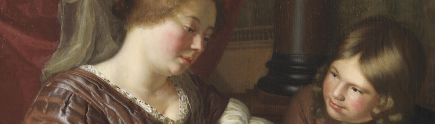 Maria Schalken, Boy offering grapes to a woman, ca. 1675-85, New York, The Leiden Collection