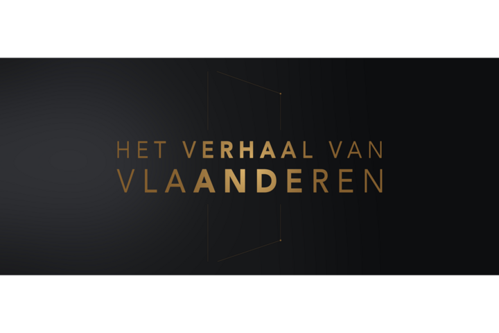 logo Het Verhaal Van Vlaanderen in gouden letters op een zwarte achtergrond