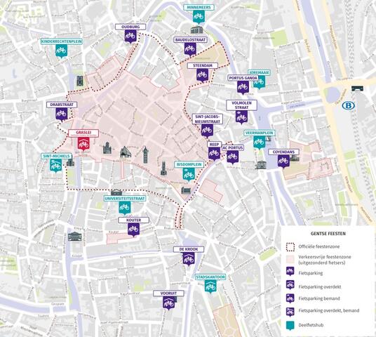 overzichtsplan met fietsenparkings