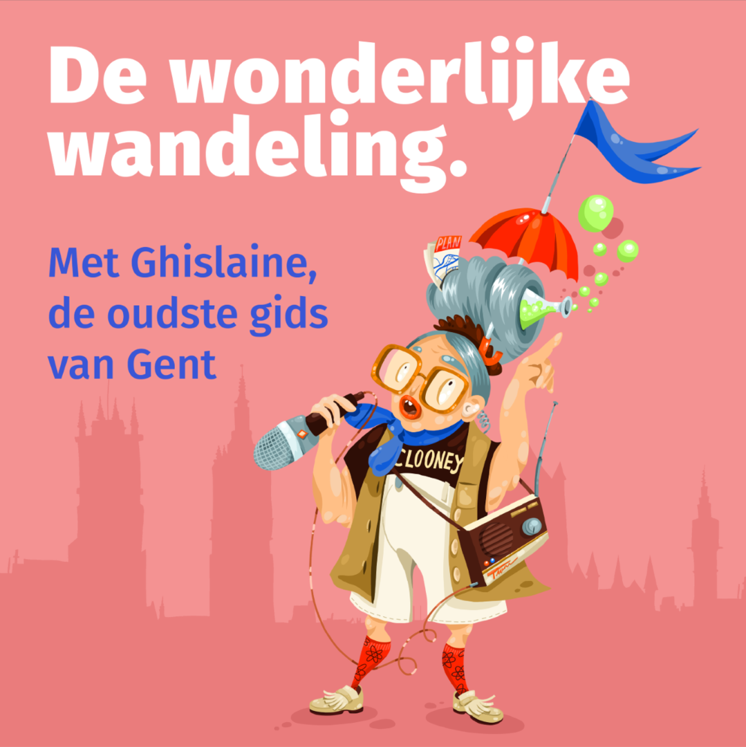 Kleurrijke animatie van Ghislaine, de oudste gids van Gent