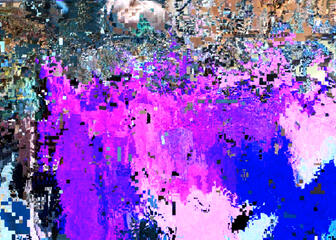 Modern schilderij met roze en blauw van An Van Dienderen