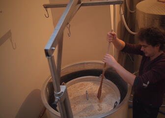 A close up of the beer in the brewing process