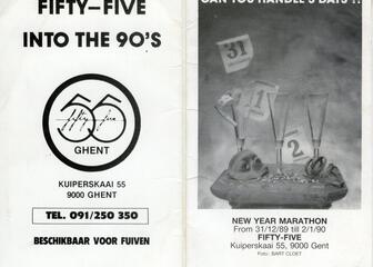 Advertentie "Into The 90's" van club 55 in Gent