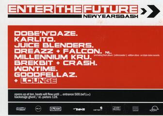 Flyer van Enter the Future (New Years Bash) in Backstage Gent in 2001