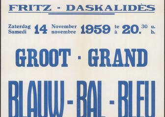 Affiche voor het Groot Blauw Bal in Salon Fritz