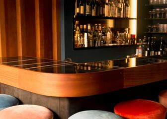 Bar with colourful bar stools