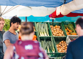 Puesto de verduras en el Mercado ecológico