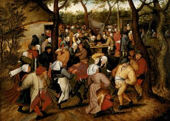 Schilderij Bruiloftsdans in de open lucht' van Pieter II Brueghel