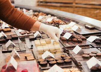 Close-up of the range of chocolates