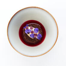 Chocolate, cranberry and bay leaf dish