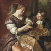Maria Schalken, Boy offering grapes to a woman, ca. 1675-85, New York, The Leiden Collection